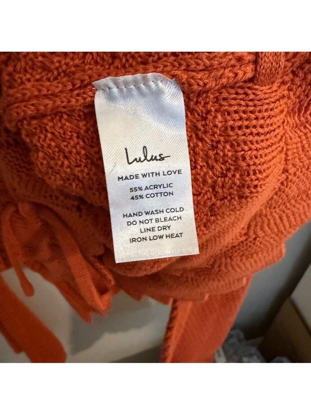 Lulus Total Frills Rust Orange Knit Drawstring Cropped Sweater Top - Picture 10 of 10
